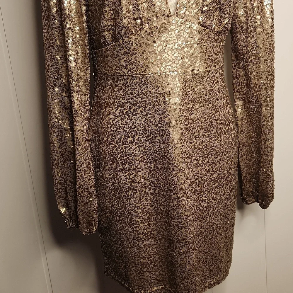 Altar'd State Gold Sequin Long Sleeve Dress - Picture 5 of 12